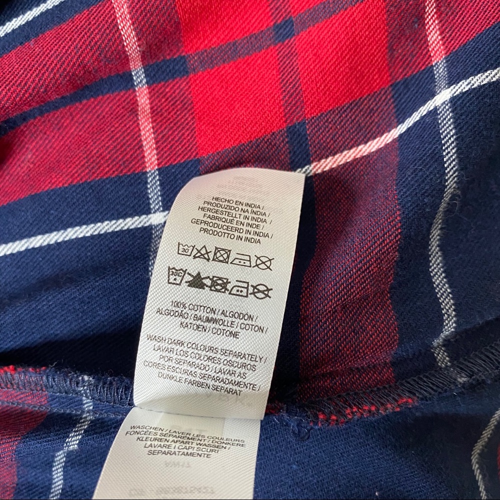 Blue Red Cotton Flannel Gold Buttons Long Shirt - Picture 9 of 9